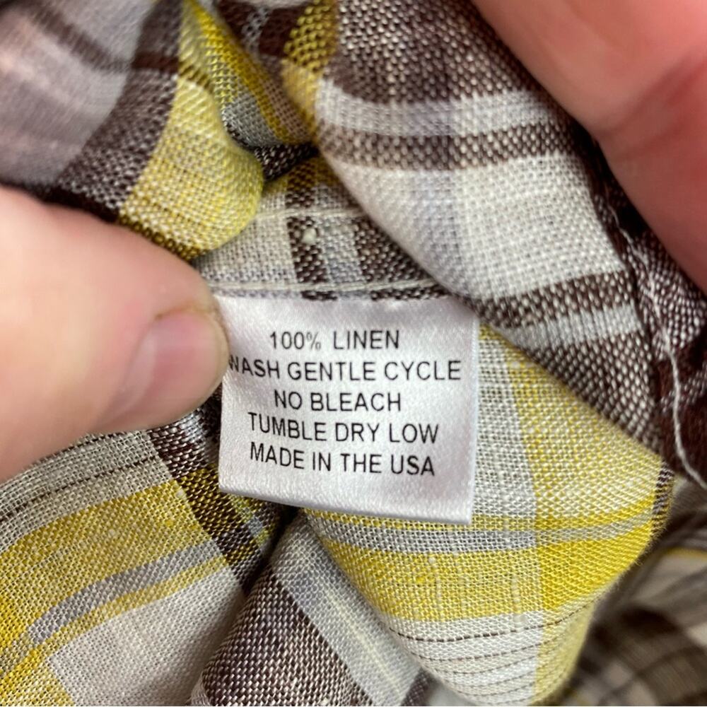 American Colors Womens 100% Linen Plaid Shift Shirt Dress Size S - Picture 7 of 8